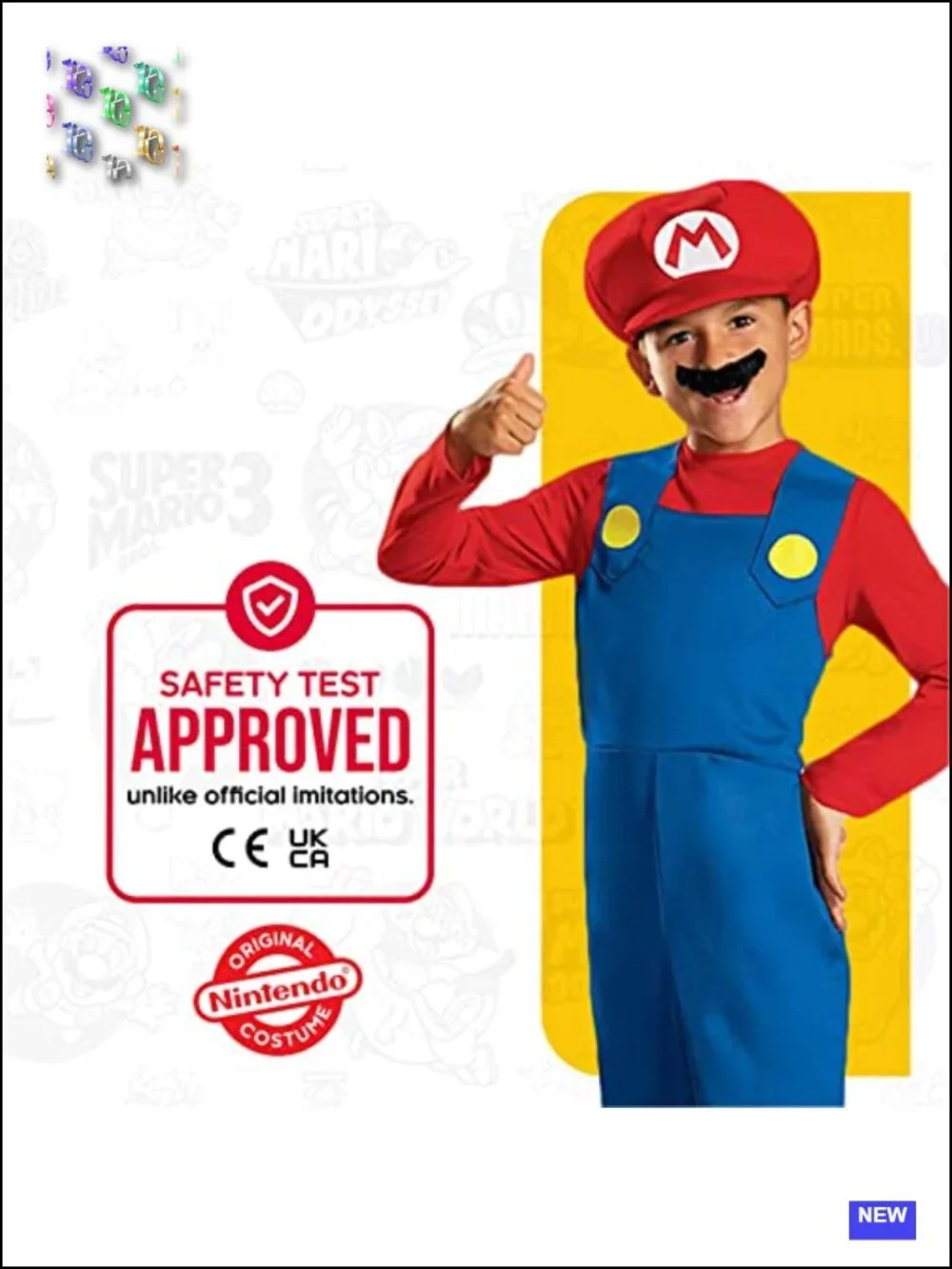Officially Licensed Nintendo Super Mario Boys Costume Medium 7-8 Jumpsuit Hat